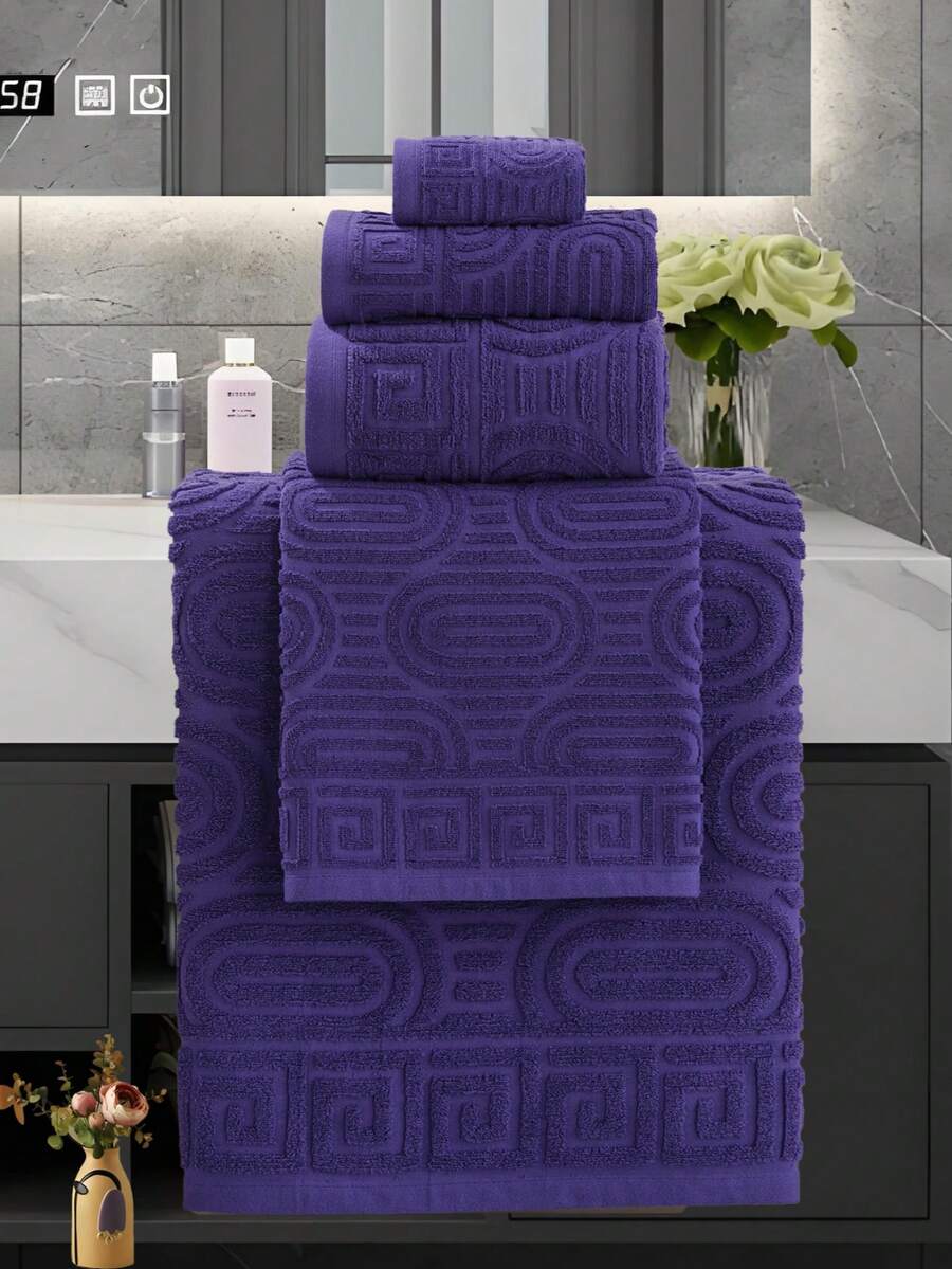 QIBHI Bộ 3 khăn tắm/khăn tay/khăn mặt bằng vải jacquard 100% cotton (mỏng và nhẹ), mềm mại và thấm hút tốt, thích hợp cho phòng tắm, khách sạn, phòng tập thể dục, du lịch, làm quà tặng, salon, thể thao, ngoài trời, bãi biển, trường học, chuẩn bị năm học mới, phụ kiện du lịch, đồ dùng thiết yếu tại nhà.