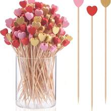 200pcs/Pack Natural Bamboo Skewers, Premium Tableware Decor, Dessert Garnish, 4.7 Inch Wooden Fruit Picks, Suitable For Party, Birthday, Wedding, Club, Fruit, Cupcake, Burger, Barbecue - Multicolor - View 2