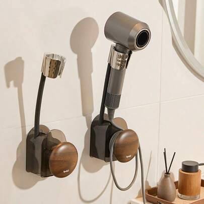 Soporte para secador de pelo de pared ajustable y sin necesidad de taladrar, apto para dormitorio, hogar y baño