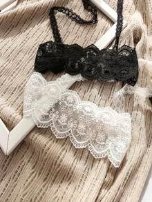 1pc Black & White Lace Eye Mask, Sexy Lace Eye Mask, Sheer Eye Mask, Women's Lingerie Accessory, Semi-Transparent Sexy Eye Mask - Multicolor - View 2