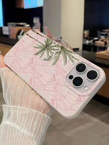 1个TPU材质粉色棕榈树贝壳图案手机壳 - 美观保护套，仿皮米色，适合日常使用或作为情人节/生日/节日礼物，兼容 17 Pro/17、S24 Ultra等手机，快速发货