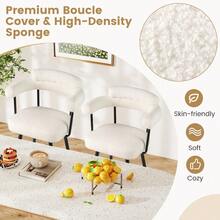 GOFLAME Swivel Bar Stool Set Of 2 Counter Height Chairs With Curved Back - White + Black - View 9