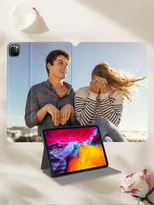1pc Customized Family, Couple, Parent, Child, Pet, Friend, Bestie Photo, Text Printed Shockproof White Tablet Protective Case Compatible With IPad Air 11-In.(M2)-2024/Compatible With IPad Air 13-In.(M2)-2024/Compatible With IPad Pro11-In.(M4)-2024/Compatible With IPad Pro13-In.(M4)-2024/Compatible With IPad Pro 12.9 (2017) And Other Models
