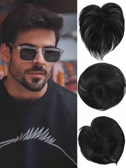 Peluca corta para hombres, utilizada para cubrir canas y pérdida de cabello, oculta canas y zonas calvas, pieza de cabello transpirable