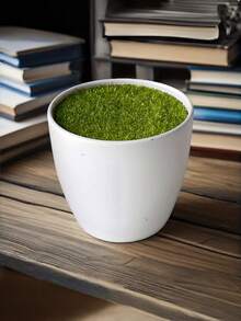 2个装现代白色塑料花盆，带人造草坪 - 多用途室内/室外装饰，非常适合种植人造花卉和植物，适用于婚礼、餐桌布置和节日（圣诞节）装饰 - 轻巧便携，是圣诞节装饰的最佳选择