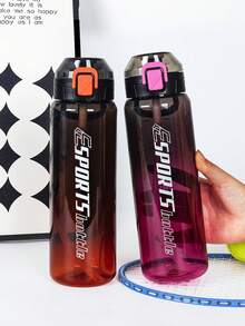 1pc 950ml/30oz Or 700ml/24oz Gradient Color Sports Straw Water Bottle, Large Capacity Marked Sports Water Bottle With Bounce Straw, Portable & Durable, Suitable For Outdoor Sports, Fitness, Running, Camping, Also A Great Gift Choice - Multicolor - View 9