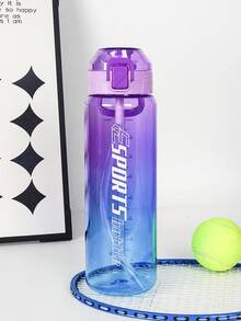 1pc 950ml/30oz Or 700ml/24oz Gradient Color Sports Straw Water Bottle, Large Capacity Marked Sports Water Bottle With Bounce Straw, Portable & Durable, Suitable For Outdoor Sports, Fitness, Running, Camping, Also A Great Gift Choice - Multicolor - View 15