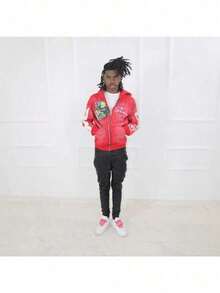 2025 Letter Embroidered Zipper Hooded Embroidered Street Y2k Men's And Women's Same Sweatshirt - 紅色 - 查看 2