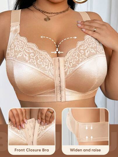MEIYATING Plus Size Women Lace Wireless Bra, Sexy Lingerie With Lift And Support