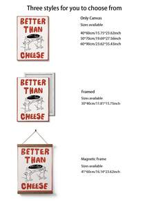 1 件帆布印刷海报，可爱卡通老鼠，音乐比奶酪更好，现代时尚创意设计，墙壁艺术海报，适用于客厅、卧室、沙发背景装饰，可更换画布，最大尺寸 60*90 厘米，木质磁性挂轴（带简易木质挂轴），艺术礼品，家居装饰