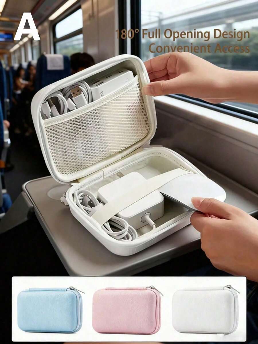 纯色简约相机收纳包，高强度EVA硬壳收纳盒，防水防尘电子产品整理包 | 防滑提手，安全闭合，表面纹理设计 | 完美收纳笔记本电脑、移动电源、相机、充电器、数据线及数码产品 | 数码游民、旅行者及专业人士必备的旅行收纳包 | 耐用防震，居家及外出皆宜 - 彩色 - 查看 1