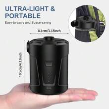 Air Pump For Inflatables Build-In 5200Mah Battery & Camping Light, Ultra-Fast And Mini Electric Air Pump, Inflate Deflate For Air Mattress, Pool Floats, Vacuum Storage Bags - Black - View 10