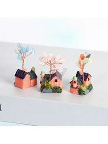 Natural Tree Crushed Stone Ornament Tree Home Office Decoration White Cottage Shape - Brick and Tile Villa - Amethyst - View 4