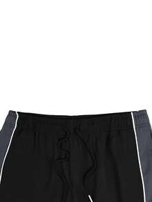 Calça de moletom masculina casual (1 peça), moderna e versátil para outono/inverno, ideal para esportes, trabalho, atividades ao ar livre, corrida e deslocamento diário. Design folgado e com pernas retas. - Preto - Ver 4