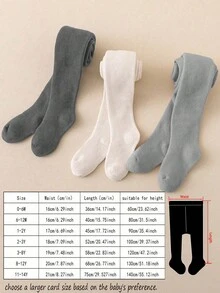 3 Pairs Girls' Solid Color Tights, Suitable For Daily Life, Simple And Versatile Gray Leggings, Very Suitable For Girls To Wear With School Uniforms - Multicolor - View 3