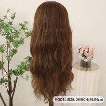 13X4 Light Blue Long Body Wave Lace Front Wig 28" Long Wavy Wigs Glueless Free Part 180% Density Blue Wavy Hair With Adjustable Straps & Combs Heat Resistant Blue Color Loose Wave Synthetic Hair Replacement Wigs For Women Perfect For Daily Wear Parties & Special Occasions - màu nâu - Xem 6
