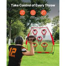 7 X 7 Ft Football Trainer Throwing Net, Training Throwing Target Practice Net With 5 Target Pockets, Knotless Net Includes Straps And Portable Carry Case, Improve QB Throwing Accuracy, Red - 7*7 Ft 5-hole Red - View 2