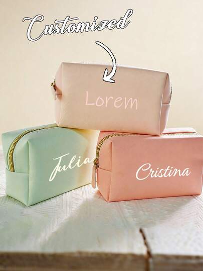 Customized Personalized Makeup Bag, Sanitary Pad Storage Bag, Travel Cosmetic Bag, Leather Toiletry Bag, Personalized Storage Bag. Bridesmaid Birthday Gift, Bachelorette Party Favor, Groomsmen Gift Card, Multifunctional, Ideal Gift For Her - Girlfriend, Wife, Boyfriend, Friend. Beauty & Health, Beauty Tools, Customized Makeup Bag, Large Capacity, Fully Functional.