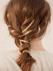 2pcs Wheat Ear Hair Chain Set | Metal Hair Clips For Braiding | Retro Bride Wedding Party Hair Accessories | Fashion Braiding Decorations