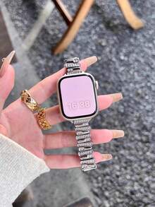 1条不对称金属表带，兼容 42mm、38mm、40mm、41mm、44mm、45mm、46mm、49mm直径，时尚智能手表替换表带，适用于Series Ultra2、Ultra SE2、SE 11、10、9、8、7、6、5、4、3、2、1，男女通用 - 銀色 - 查看 5