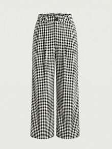 Women's Casual Loose Fit Wide Leg Pants, Suitable For Daily, Work, Commute, Vacation, College Style Printed Black Spring - Black - View 7