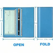Premium Leather Checkbook Cover For Men And Women Checkbook Holder Wallet RFID Blocking - 藍衣學員 - 查看 4