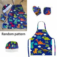 11 piezas/4 piezas Juego de rol de chef para niños, molde de pastel de huevo de dinosaurio, delantal rosa y herramientas de cocción, adecuado para niños y niñas en juego de cocina de fantasía, incluye delantal, gorro, guantes (color aleatorio) (patrón aleatorio) - Multicolor - Ver 5