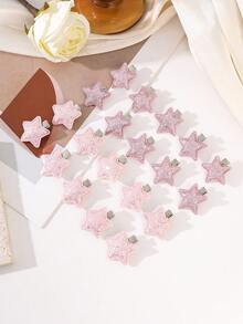 10pcs Cute Pink Glitter Star Hair Clips