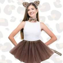 4pcs Leopard Print Costume Set, Animal Costume Accessories Combo, Carnival Costume Props, Photo Props - Multicolor - View 5