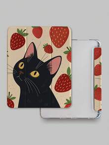 1个可爱卡通草莓猫图案iPad保护套，兼容iPad 7/8/9、iPad Air 5/4/3、iPad第九代10.2英寸、iPad Pro 11英寸（A16 2025），带可折叠支架，iPad第十代保护套