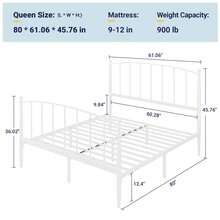 Allewie Full/Queen/King Size Bed Frame, Metal Platform Bed Frame With Arched Headboard & Footboard, Mid-Century Modern Style, Under Bed Storage, No Box Spring Needed, Easy Assembly, White - trắng - Xem 10