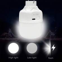 1 bóng đèn sạc ánh sáng ấm, 3 chế độ chiếu sáng, đèn sạc điện thoại USB, nhiều chế độ chiếu sáng, thích hợp cho gia đình, ngoài trời, trường hợp khẩn cấp, chợ đêm, chiếu sáng ngoài trời. - trắng - Xem 4