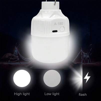 1個 充電式ウォームライトバルブ、3種類のモデルから選択可能、USB携帯充電ランプ、複数の照明モード、家庭用、アウトドア、非常時、夜市、屋外照明に適しています