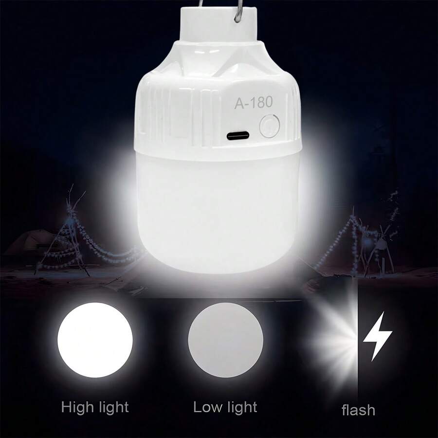 1个可充电暖光灯泡，3种型号可选，USB手机充电灯，多种照明模式，适用于家庭、户外、应急、夜市、户外照明
