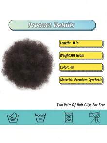 Women's Afro Puff Drawstring Ponytail - Soft Synthetic Elastic Hair Rope For Versatile Bun Styles, Ponytail Hairpiece