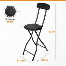 Black Folding Bar Stool Padded High Back Chair Stools For Breakfast Bars Kitchens Foldable Seat Non Slip Feet Durable Frame Lightweight Easy To Fold Ready To Use - 1 - View 10
