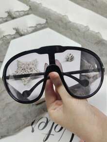 Street Y2k Geometric Frame Tinted Lens Fashion Glasses Perfect For Beach & Club Parties Shades Beach Accessories Beach Accessories For Women Glasses Shades Y2KFest MusicFest - Black - View 2