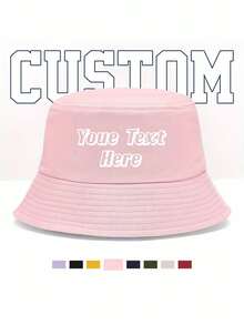 1 pieza Sombrero de cubo personalizable, sombrero de sol con nombre personalizado para actividades al aire libre y viajes a la playa, regalo único para cumpleaños y eventos - Multicolor - Ver 6