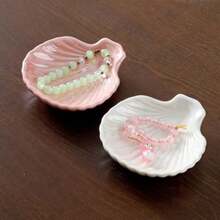Conch Shape Jewelry Dish Ceramic Holder Ring Trinket Tray Ocean-Themed Decorative Trinket Dish Suitable For Mother Friend Sister Gifts For Women Home Decor Trinket Dish Sea Blue - 粉色 - 查看 7