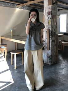 蝴蝶结领短袖衬衫，时尚百搭的学院风衬衫