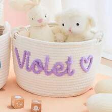 Personalized Braided Rope Pet Toy Storage Basket, Custom Pet Name Gift Basket, Travel Storage Bag, Tote Bag For Pet Lovers, Home Decor Pet Supplies - Multicolor - View 48