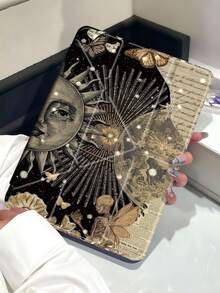 Retro Style, Sun, Skull, Cosmic Element Patterns Tablet Case Compatible With IPad Air 11-Inch M3 2025 / M2 2024, IPad Air 5th Generation 2022 , IPad (A16) 11 Inch 11th Generation 2025,Compatible With Samsung Galaxy Tab,Kindle Paperwhite 12th Gen 2024, Clear Back ,Fashion Pattern Protective Case,Autlueomatic Sleep And Wake-Up Function, Airbag Protection, Suitable For Gifts And Office Use