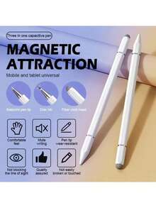 3-In-1 High Precision & Sensitivity Touch Screen Stylus Pen, Compatible With All Tablets And Smartphones, Black/White Colors, Battery-Free, Great Gift Gifts For Mother, Family, Friends, Birthday, Holiday - Multicolor - View 2