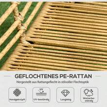 4-Piece Garden Furniture Set, Rattan Garden Lounge With Cushions, 3 Armchairs, 1 Coffee Table, Bohemian Style Balcony Furniture For 4 People, Sand/Dark Grey - Mustard Yellow - View 5