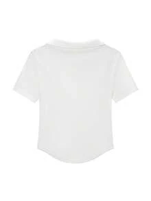 2件套Y2K风格黑白修身腰身性感甜美百搭休闲通勤度假女式短袖翻领T恤套装，春夏款 - 彩色 - 查看 6