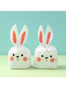 50 pièces Sacs cadeaux à oreilles de lapin - Sacs à bonbons de lapin souriant mignons, convenant pour l'emballage de collations, la décoration de fête de Pâques, les fournitures de fête d'anniversaire, la décoration de baby shower et les cadeaux de célébration des fêtes - Multicolore - Voir 1