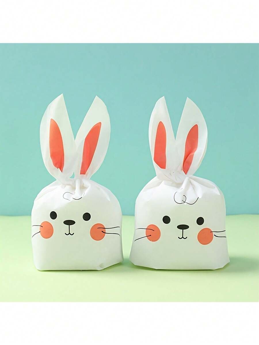 50 pièces Sacs cadeaux à oreilles de lapin - Sacs à bonbons de lapin souriant mignons, convenant pour l'emballage de collations, la décoration de fête de Pâques, les fournitures de fête d'anniversaire, la décoration de baby shower et les cadeaux de célébration des fêtes - Multicolore - Voir 1