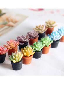 4pcs/Set 1/12 Scale Miniature Potted Plants, Assorted Realistic Floral Dollhouse Decor Accessories - Multicolor - View 10