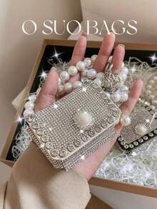 1pc Silver Mini Coin Purse With Pearl Chain Decor & Rhinestone Spring/Summer For Women Money Wallet Mini Wallet Purse Wallet Small Wallet Wristlet Wallet Coin Wallet - Multicolor - View 10