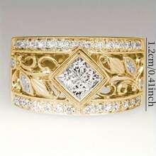 1 chiếc nhẫn hình học cổ điển với thiết kế cành cây, trang sức unisex dành cho nam và nữ, thiết kế chi tiết tinh xảo, thích hợp cho đám cưới, lễ đính hôn, tiệc tùng và đeo hàng ngày (không kèm hộp). - Nhẫn - Xem 3